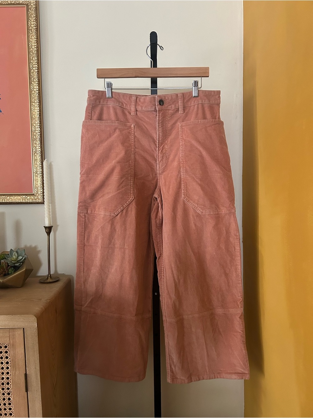 Everlane The Gardener Corduroy Pants Wide Leg Crop Salmon Pink Utility Size 14